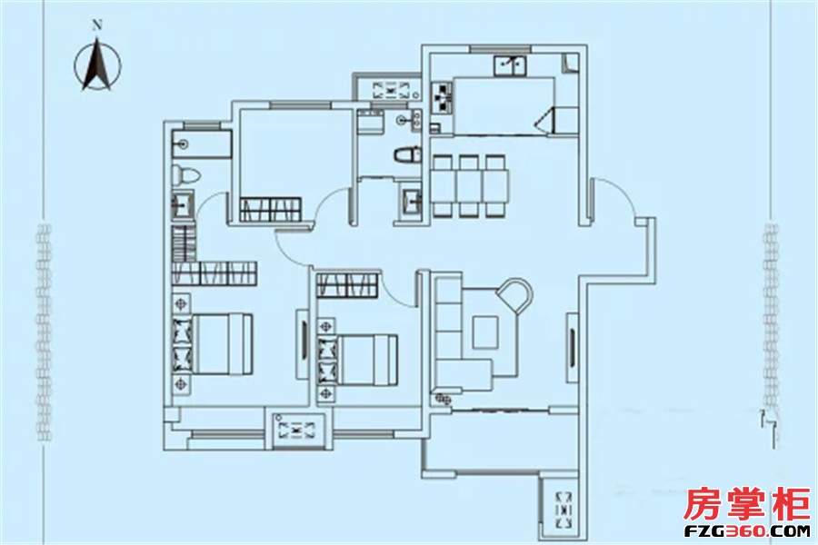 E户型117㎡ 3室2厅2卫1厨
