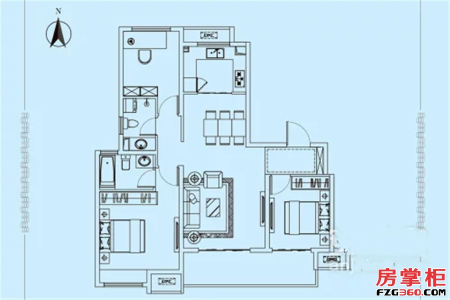 C户型124㎡ 3室2厅2卫1厨