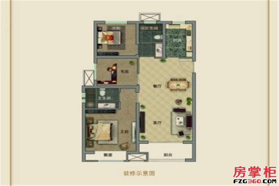 J户型 3室2厅2卫1厨 103.00平米