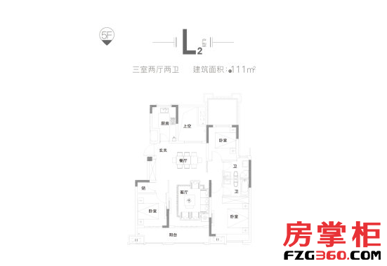 洋房L2户型111㎡ 3室2厅2卫0厨 115.00平米