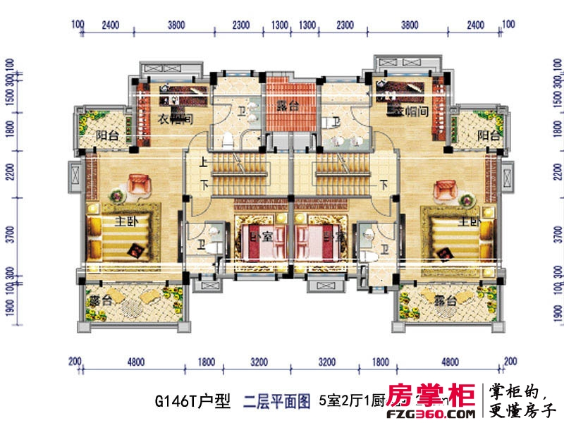碧桂园·清江明珠一期户型图G146T户型图(二层) 5室2厅1厨4卫 230㎡ 5室2厅4卫1厨