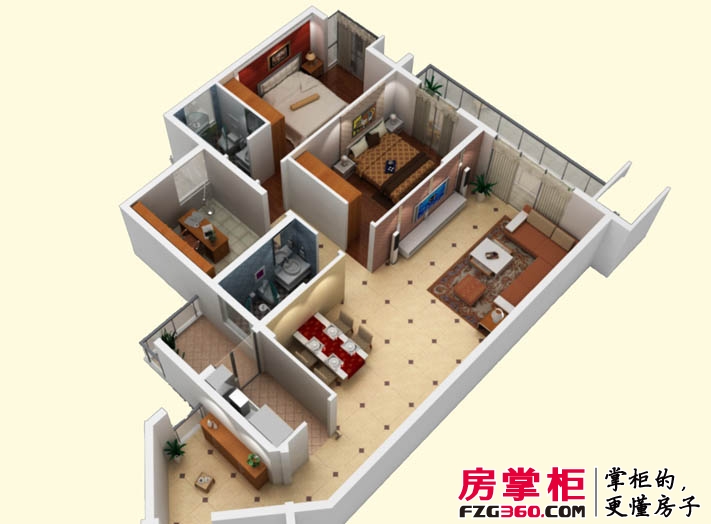 清江山水·最山水户型图C户型3室2厅2卫149.89㎡（模型图） 3室2厅2卫1厨