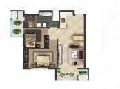 蓝海国际公寓户型图E户型 2室2厅1卫