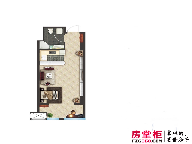 蓝海国际公寓户型图B户型  1室1厅1卫