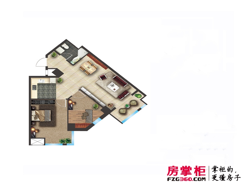 蓝海国际公寓户型图D户型 2室2厅1卫