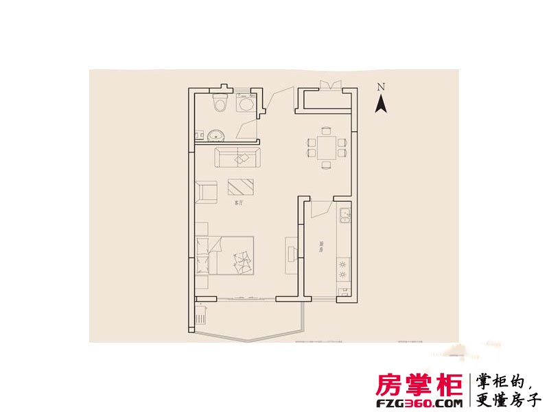 海阳金域蓝湾户型图C户型 1室1厅1卫1厨