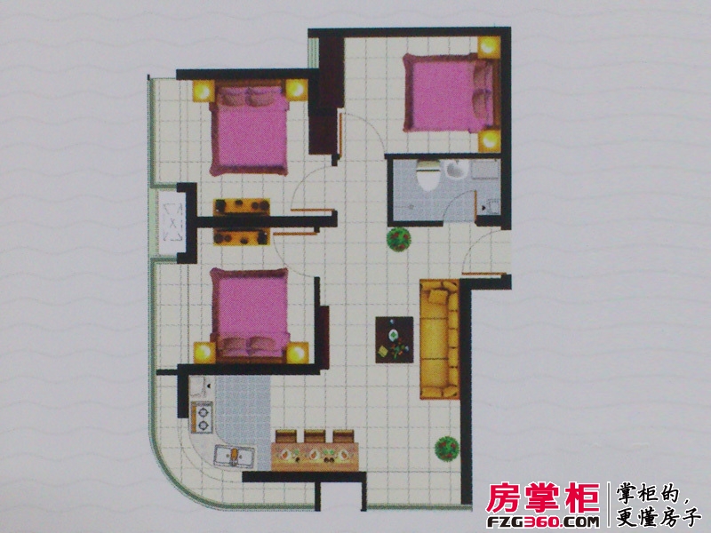 东方国际户型图1-2#楼F户型（18楼以上） 3室1厅1卫1厨