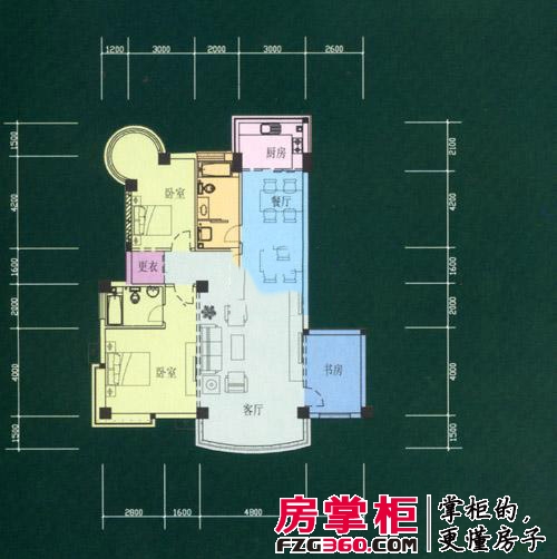 富海花园户型图A户型 3室2厅2卫1厨