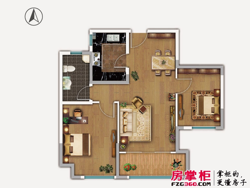 金象泰紫薇花园户型图E3户型 3室2厅1卫1厨