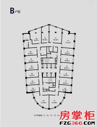 鲁东国际B户型楼层平面图