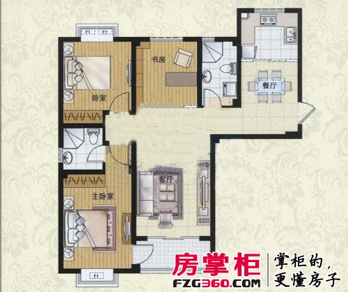 汇金谷户型图C户型 3室2厅2卫1厨