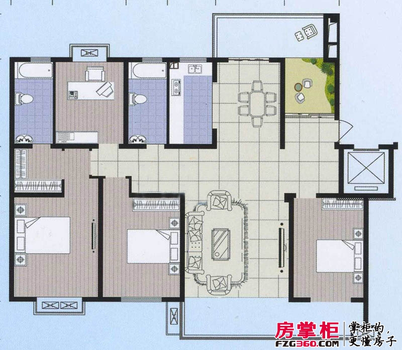 阳光水岸花园户型图奇数层平面图 4室2厅2卫1厨