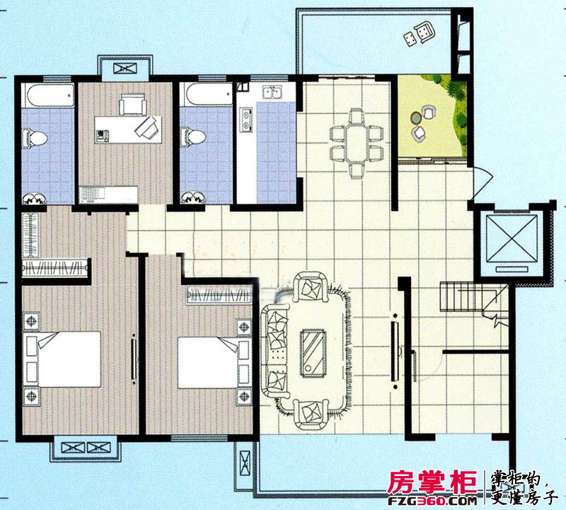 阳光水岸花园户型图底层平面图 4室2厅2卫1厨