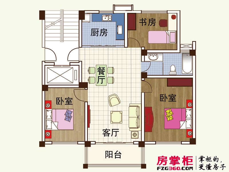 嘉怡丽景花园户型图B户型 3室2厅1卫1厨