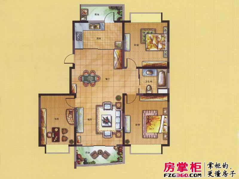 蓝海现代城户型图3#6#户型 3室2厅1卫1厨