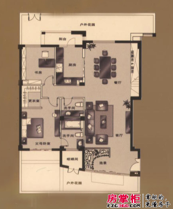 瘦西湖悦园户型图一层平面图 4室3厅2卫1厨