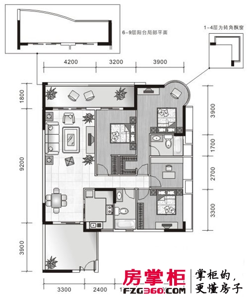 波海蓝湾三期户型图D7幢01单元（1-13层） 4室2厅2卫1厨