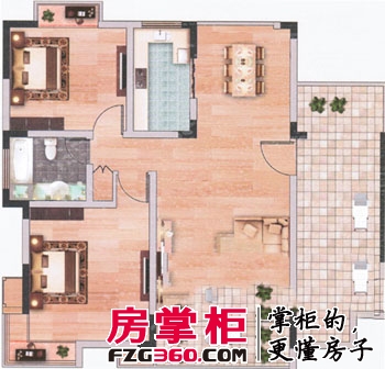 上海城户型图二单元401/三单元405 2室2厅1卫1厨