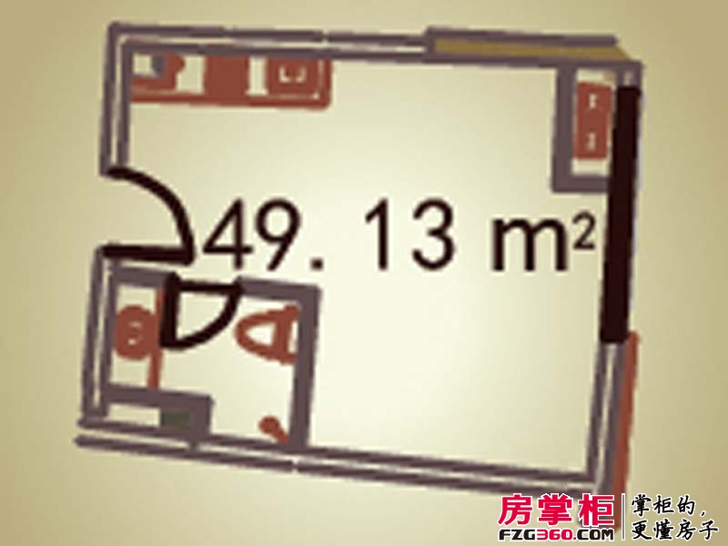 逸泉国贸户型图7-18层c2户型 1室1厅1卫1厨