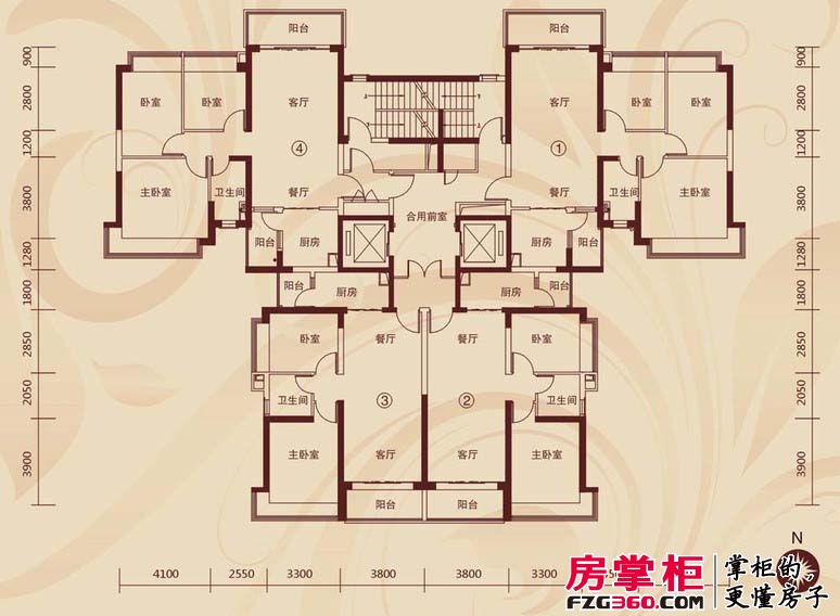 郑州恒大名都户型图4号楼平面示意图 3室2厅2卫1厨