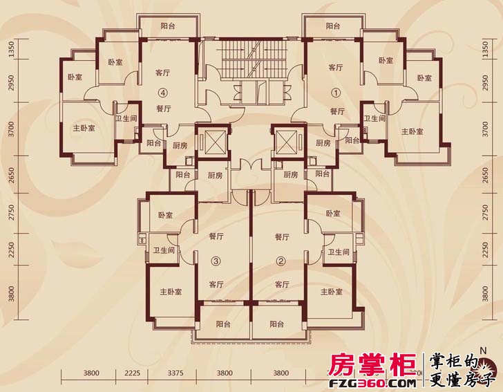 郑州恒大名都户型图6号楼1单元平面示意图 3室2厅2卫1厨