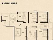 广汇PAMA户型图二期6号楼A户型偶数层 4室2厅2卫