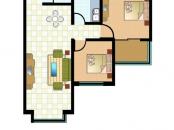星城国际东苑户型图1#4#标准层两房户型 2室2厅1卫1厨