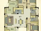 正商红河谷户型图花园洋房C户型3层-4层 3室2厅2卫1厨